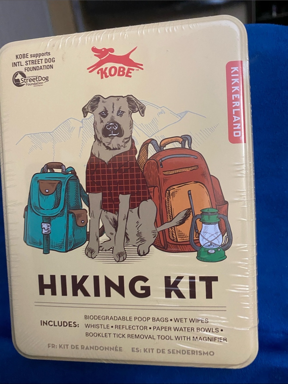 Kikkerland Pet Hiking Kit - Cream Tin with Teal & Orange Accents